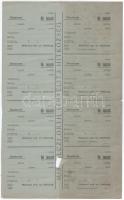1922. Miskolc "Miskolci orth. izr. hitközség / Díszterem" női imaszékre szóló bárca ellenőrzőszelvénnyel, kitöltetlen, perforált ívben, ortodox izraelita hitközség (összesen 4 pár) beszakadások, foltok