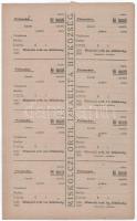 1925. Miskolc "Miskolci orth. izr. hitközség / Pótimaház" női imaszékre szóló bárca ellenőrzőszelvénnyel, kitöltetlen, perforált ívben, ortodox izraelita hitközség (összesen 8 pár) foltok, kis anyaghiány