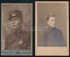 cca 1910-1920 Vasutas tiszt (Ádám Menyhért) két portréja, 2 db vizitkártya, az egyik Császár János m...