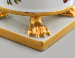 Herendi Viktória mintás oroszlánkörmös kaspó, jelzett, repedésvonallal, m: 18,5 cm