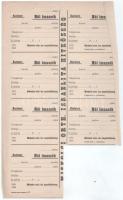 1932. Miskolc "Miskolci orth. izr. hitközség / Kazinczy" női imaszékre szóló bárca ellenőrzőszelvénnyel, kitöltetlen, perforált ívben, ortodox izraelita hitközség (összesen 3 pár + 1db ellenőrzőszelvény nélkül)
