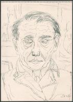 Nolipa István Pál (1907-1986): Portré, 1943. Tus, papír. Jelzett. 34x24 cm