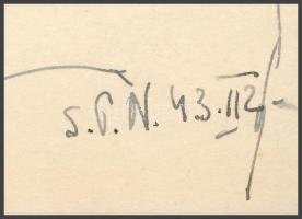 Nolipa István Pál (1907-1986): Portré, 1943. Tus, papír. Jelzett. 34x24 cm