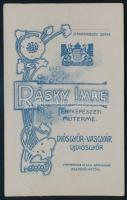 cca 1910 Széken ülő kisgyermek portréja, vizitkártya Rásky Imre diósgyőri (Diósgyőr-Vasgyár, Újdiósg...
