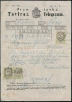 1871 Kétnyelvű távirat 3 db határőrvidéki okmánybélyeggel Vinkovce - Zupanje