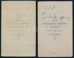 cca 1890-1900 Hölgy és úr portréi, 2 db vizitkártya Podleszny András (Kassa-Sátoraljaújhely) műtermé...