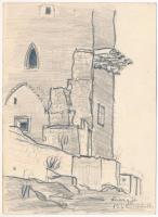 Nolipa István Pál (1907-1986): Diósgyőri vár, 1961. Ceruza, papír. Jelzett. 14,5x11 cm