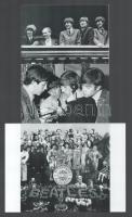 cca 1968 előtt, Beatles együttes, 3 db modern nagyítás, jelzés nélkül, Pánczél György (1920-?) filmtörténész hagyatékából (film- és színházifotó gyűjteményéből), 15x21 cm és 10x15 cm