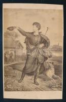 cca 1860-1870 Petőfi Sándor grafika után készült portréja, vizitkártya, jelzés nélkül, vágott karton, 9,5x6 cm