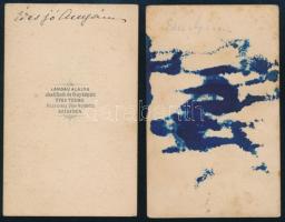 cca 1865 Előkelő hölgy és úr (házaspár) portréi, 2 db vizitkártya Landau Alajos szegedi műterméből (...