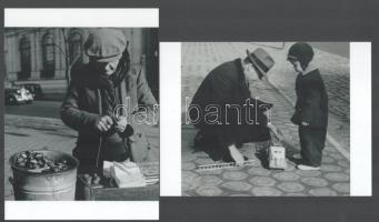cca 1939 Albók János (1894-1980) később John Albok, magyar - amerikai fotóművész és szabómester felvételei (Játék; Gesztenye árus), 2 db modern nagyítás, jelzés nélkül, 21x15 cm