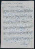 1951 Estoril, [1951.] XII. 16., vitéz nagybányai Horthy Miklós (1868-1957) saját kézzel írt levele, ...