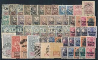 Német posta Romániában 58 db portó és kényszerfelár bélyeg, stecklapon