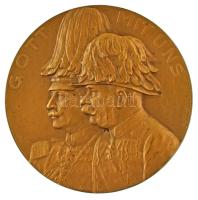 Osztrák-Magyar Monarchia 1915. "Gott mit uns / Viribus unitis 1914-1915" Ferenc Józsefet és II. Vilmost ábrázoló, kétoldalas bronz emlékérem. Szign.: Rudolf Neuberger (97,53g/61,5mm) T:AU Austro-Hungarian Monarchy 1915. "Gott mit uns / Viribus unitis 1914-1915" two-sided bronze commemorative medallion with Franz Joseph and Wilhelm II. Sign.: Rudolf Neuberger (97,53g/61,5mm) C:AU