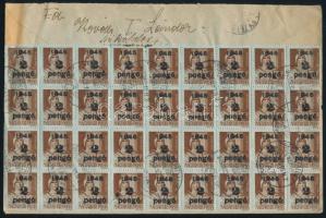 1945.12.10. Távolsági levél 42 db bélyeggel feladva, összesen 120P értékben "BÉLAPÁTFALVA"...