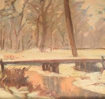 Mednyánszky jelzéssel: Táj. Olaj, vászon, dublírozott, restaurált. 55,5x68 cm. Dekoratív fakeretben