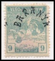Baranya II. 1919 Magyar Posta 6f értékszám nélkül, fordított felülnyomattal, Bodor és KD vizsgálójellel (kis sarokhiba)