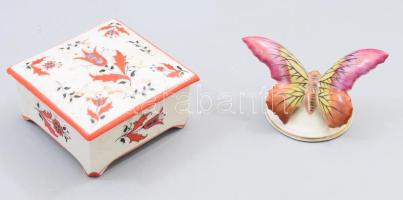 Drasche magyaros mintás bonbonier és pillangó, jelzett, kopással.