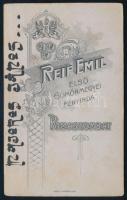cca 1890 Elegáns fiú (Majoros János) portréja, vizitkártya Reif Emil rimaszombati műterméből (,,Elsö...