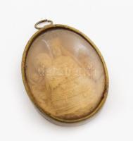 Antik rézkeretes kegytárgy, 6x4,5 cm