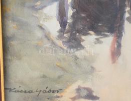 Kássa Gábor (1893-1961): Szekerek. Akvarell, papír. Jelzett. Dekoratív, üvegezett fakeretben. 40x50 ...