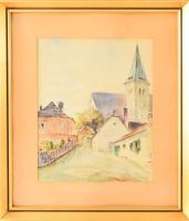 F Klaus jelzéssel: Grillenberg (Németország). Akvarell, papír. Dekoratív, üvegezett fakeretben. 24,5x19,5 cm.