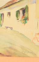 F Klaus jelzéssel: Grillenberg (Németország). Akvarell, papír. Dekoratív, üvegezett fakeretben. 24,5...