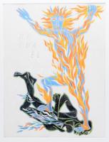 Jelzés nélkül: Mihály arkangyal (Michael). Akvarell, papír. Dekoratív, üvegezett fakeretben. 39x30 cm.