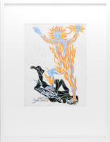 Jelzés nélkül: Mihály arkangyal (Michael). Akvarell, papír. Dekoratív, üvegezett fakeretben. 39x30 c...