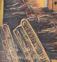 Figielb Piotr jelzéssel, Corot után: Utcai jelenet. Olaj, vászon. Fakeretben. 46x55 cm