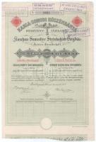 Budapest 1893. "Kassa-Somodi Kőszénbánya Részvény-Társaság" ideiglenes elismervénye 1db részvényről 100Ft / 200K értékben bélyegzésekkel, szárazpecséttel T:F, szép papír