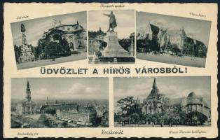 1943 Képeslap Templom 3f bérmentesítéssel, Barnaportó 2f portózással "KECSKEMÉT" - "T...