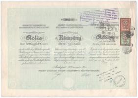 Budapest 1923. "Urikány-Zsilvölgyi Magyar Kőszénbánya-Részvénytársaság" részvénye 5000K-ról szelvényekkel, szárazpecséttel, felülbélyegzésekkel T:XF,VF, pici szakadás