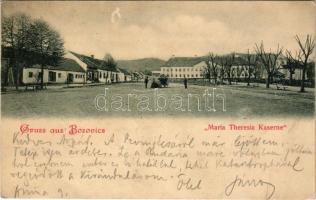1900 Bozovics, Bozovici; Maria Theresia Kaserne / Mária Terézia kaszárnya / Maria Theresia military barracks (gyűrődés / crease)