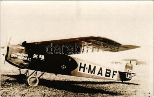 A Magyar Légiforgalmi R.T. "H. MABF" jelzésű repülőgépe / Hungarian aircraft. photo