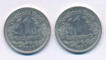 Német Harmadik Birodalom 1937A 1M Ni + 1938A 1M Ni T:AU,XF German Third Reich 1937A 1 Reichsmark Ni + 1938A 1 Reichsmark Ni C:AU,XF Krause KM#78