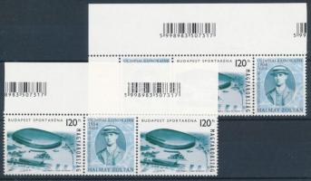 2003 Budapest Sportaréna bélyeg kétféle fordított állású szelvénnyel, vonalkóddal