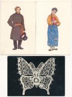 21 db MODERN népművészeti motívum képeslap / 21 modern folklore postcards