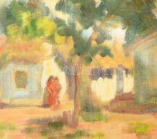 Tóbiás György (1902-1968): Napfényes utca, 1941. Olaj, vászon. Jelezve jobbra lent. Dekoratív fakere...