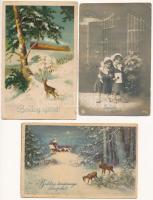 11 db RÉGI üdvözlő képeslap, főleg karácsonyi és újévi / 11 pre-1945 greeting art postcards, mainly ...