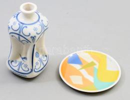 Lufthansa tálka és váza, jelzett, d: 10 cm, m: 12,5 cm