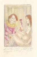 ZéKovács József (Zé Kovács Jozsef, 1951-): A (...) látogatás (női akt). Színezett rézkarc, akvarell,...