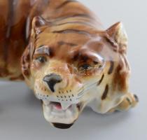 Porcelán tigris, jelzés nélkül, hibátlan, h: 27 cm
