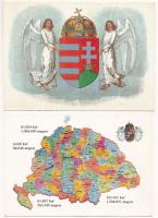 10 db MODERN irredenta képeslap: címer, himnusz, térkép / 10 modern Hungarian irredenta propaganda p...