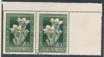 1950 Virág 40f pár, jobb oldalon üres mezővel