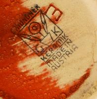 Gmundner Austria színescsíkos mintás korsóváza, jelzett, hibátlan, m: 13 cm