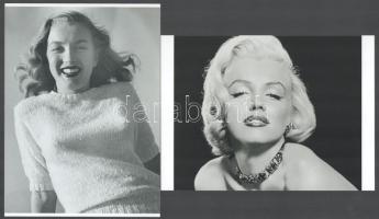 cca 1946 és 1956 Marilyn Monroe (korábban Norma Jeane) (1926-1962) amerikai színésznő, fotómodell, énekes, 2 db modern nagyítás, jelzés nélkül, 21x15 cm és 15x21 cm