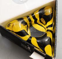 Kosta Boda színes csíkos mécsestartó, dobozában, 10x10 cm