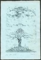 Péreli Zsuzsa (1947-): "Égi-földi falevél". Computer print, merített papír. Lapméret: 30x20,5 mm.