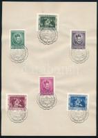 1935 Pázmány sor elsőnapi bélyegzéssel emléklapon, a 10f értéken "zöld folt az A betű alatt"